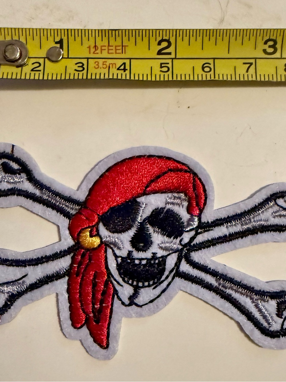 Kids Pirate Skull Iron-On Patch - Red Bandana